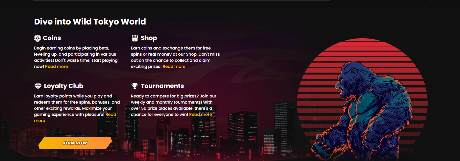 Wild Tokyo Casino features and world